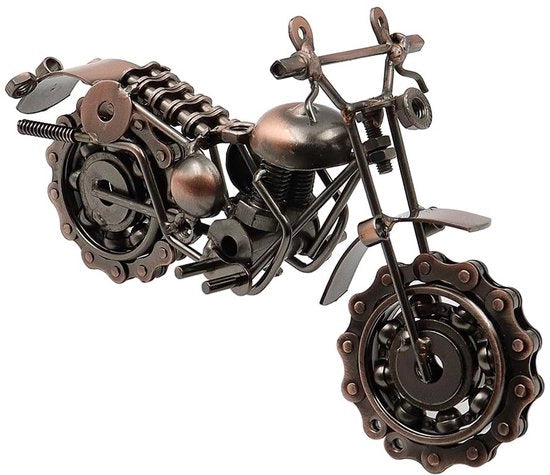 Modello di Motocicletta 20cm - Scultura Artigianale Vintage - Collezione Decorativa - Decorazione Meccanica - Ruote Mobili - Realizzato con Materiali Leggeri - Replica di Motocicletta