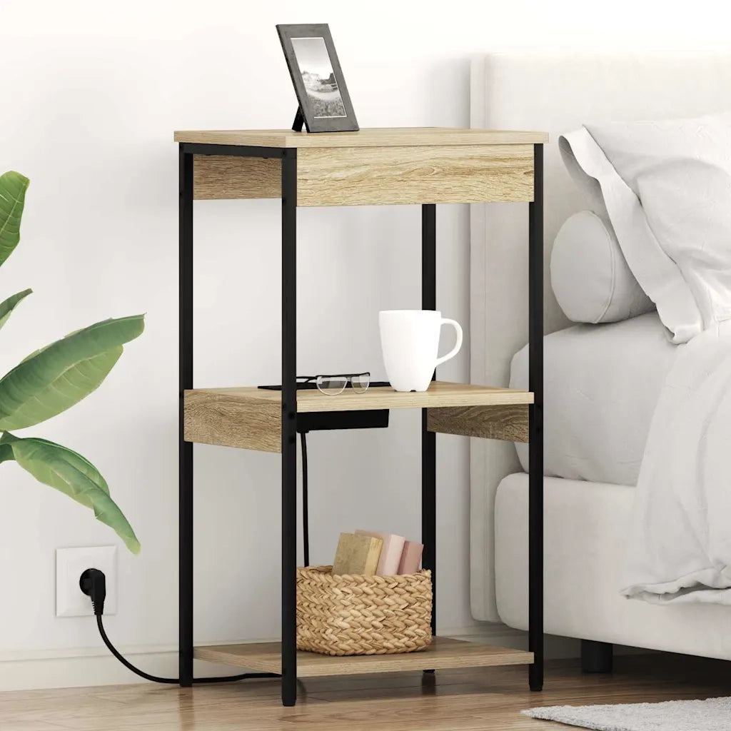 Comodino | Armadio da Notte | Mobiletto da notte con lo scaffale Rovere Sonoma 41 x 31 x 76 cm