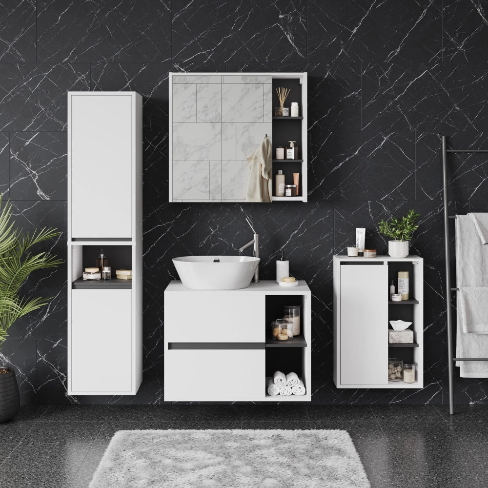 Vicco Mobiletto midi Bianco/Grigio 50 x 86 cm con ripiani aperti