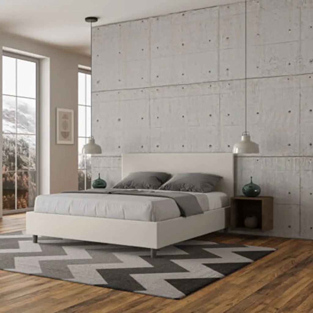 Letto matrimoniale senza rete imbottito 160x210 similpelle bianco Adele