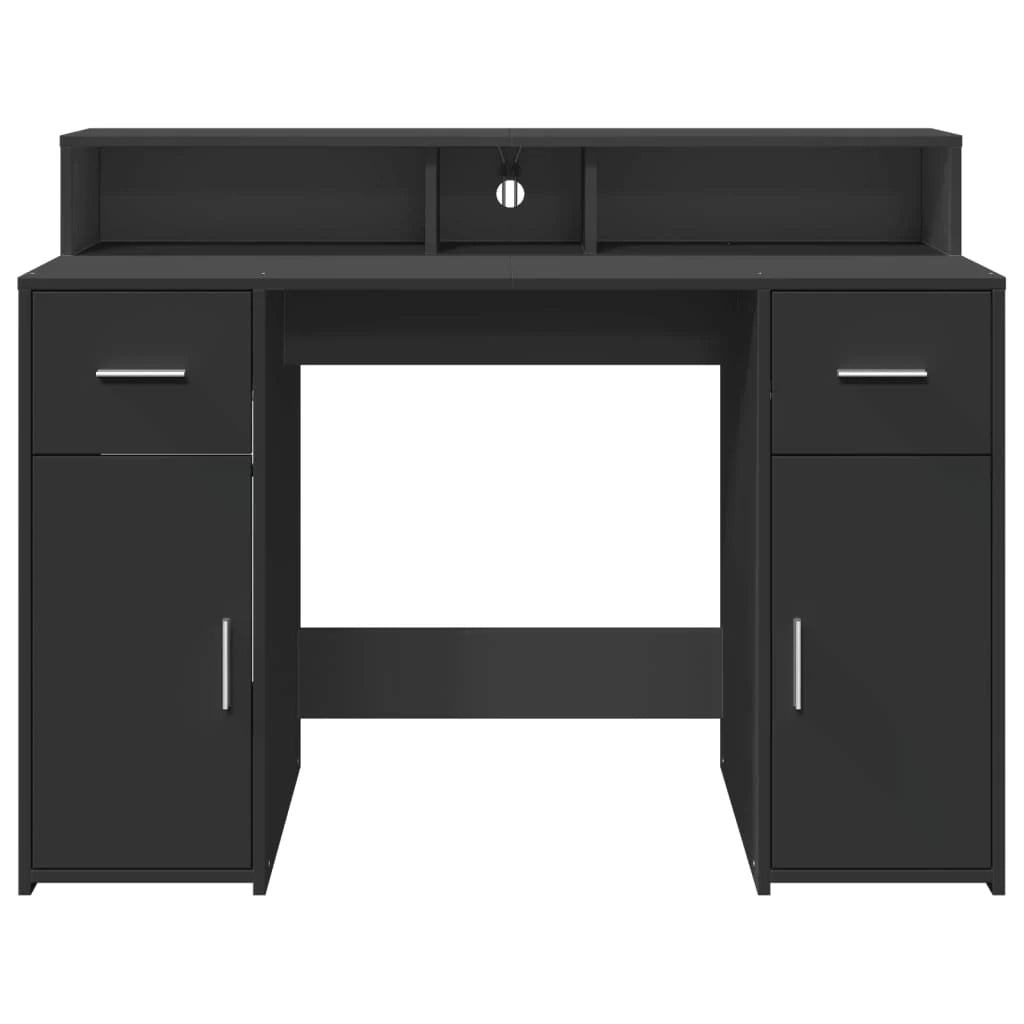 Scrivania per computer postazione di lavoro scrivania da studio con luci a LED 120 x 55 x 91 cm legno ingegnerizzato nero 02_0023427