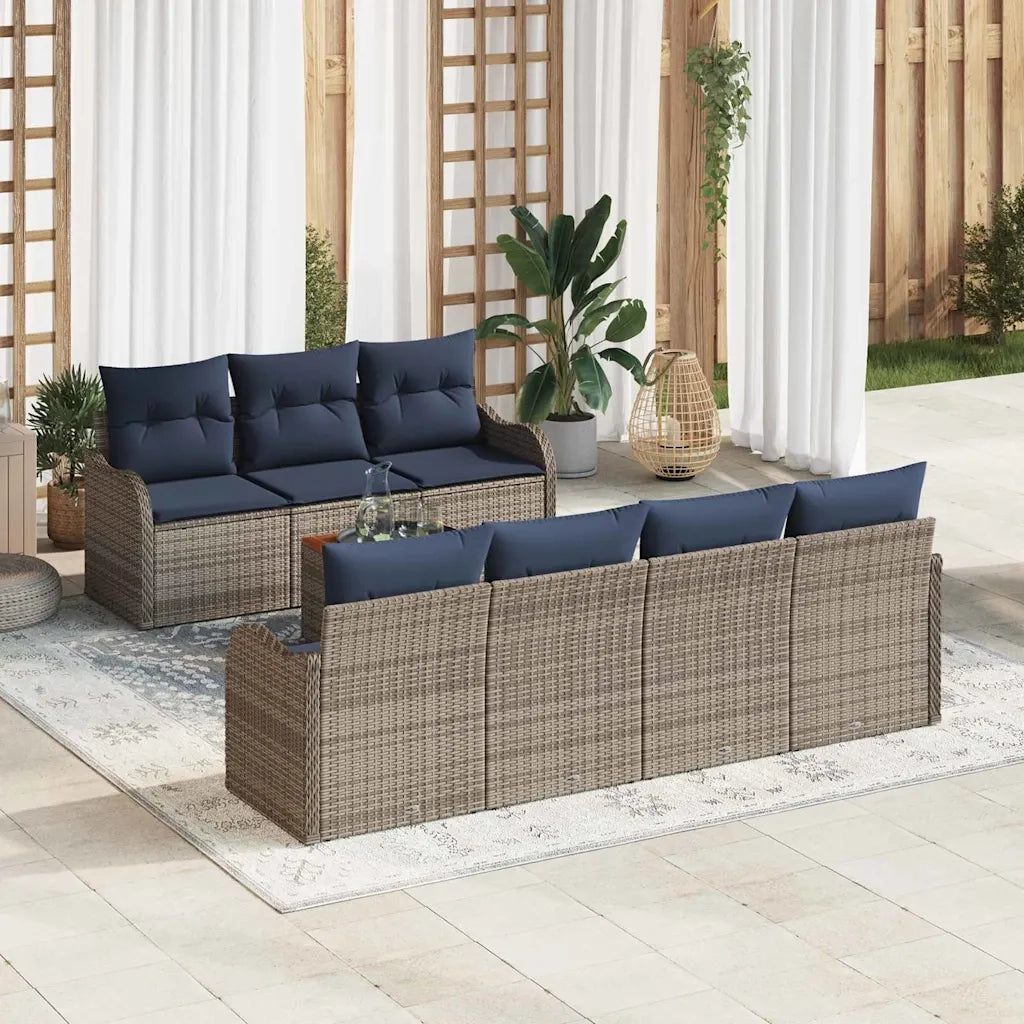 Set Divano da Giardino 8 pz Grigio polyrattan 3347416
