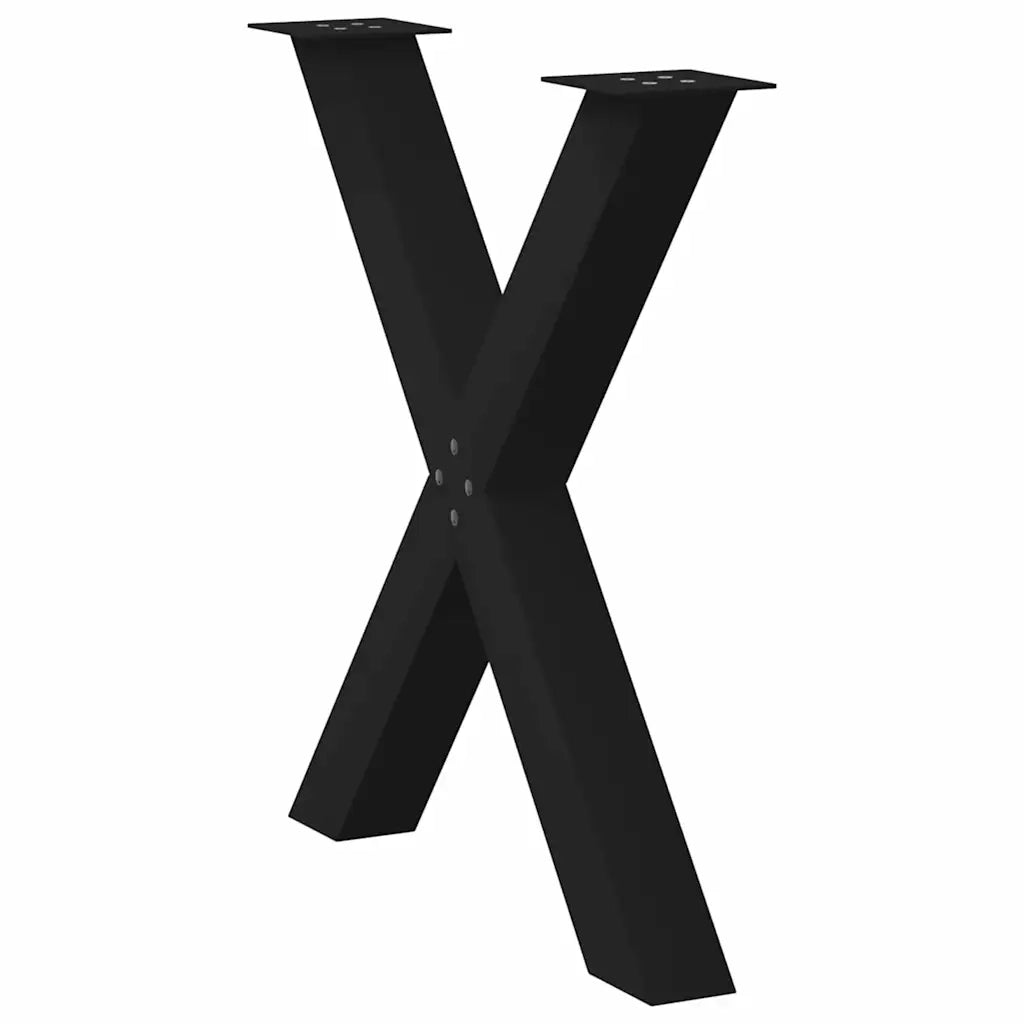 Gambe per tavolo da pranzo a forma di X 2 pz nere 70x(72-73) cm in acciaio 4012976