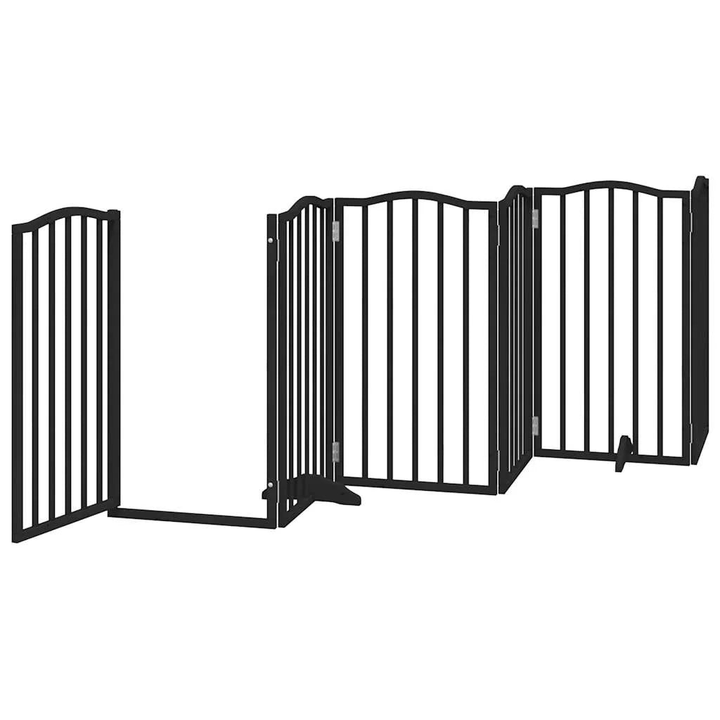 Cancelletto e porta di sicurezza per animali domestici 6 pannelli legno di pioppo nero 02_0023360