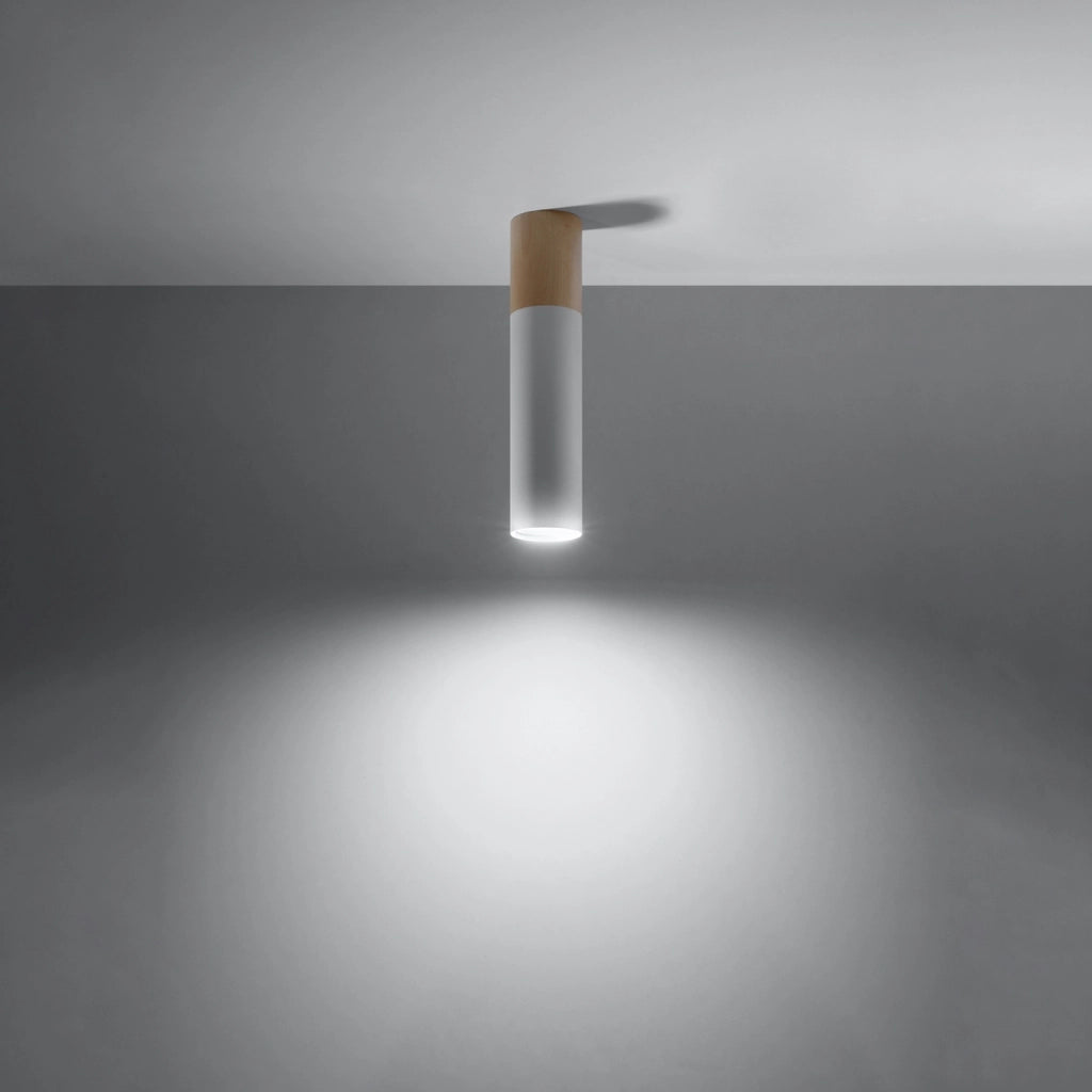 Spot soffitto tubo bianco/legno GU10 Pure Lume Marcos