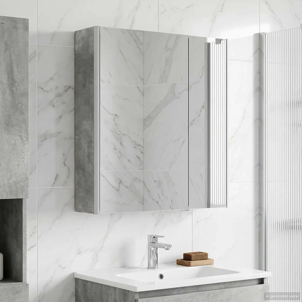 Mobiletto per specchio da bagno Grigio cemento