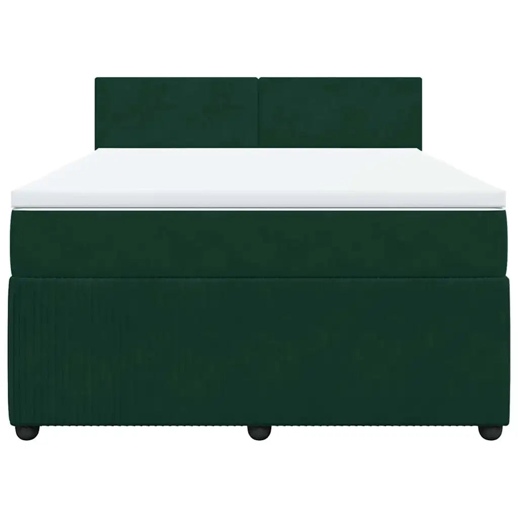 Giroletto a Molle con Materasso Verde Scuro 140x200 cm Velluto