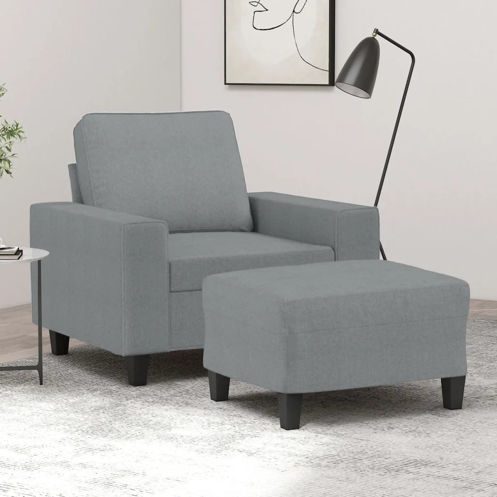 Poltrona con Poggiapiedi Grigio Chiaro 60 cm in Tessuto 3201143