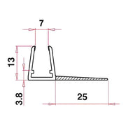 PG025 - F3 Guarnizione per box doccia  vetro 8/10 baffo 25