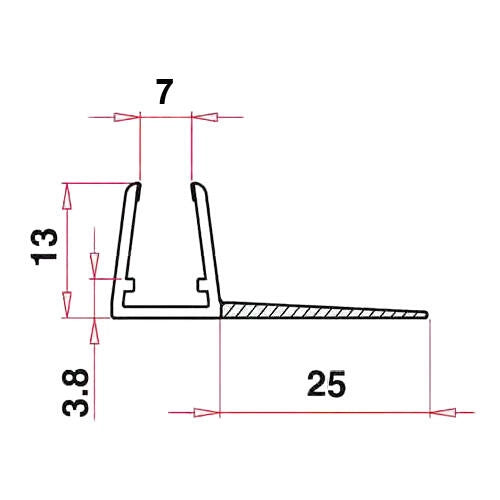 PG025 - F3 Guarnizione per box doccia  vetro 8/10 baffo 25