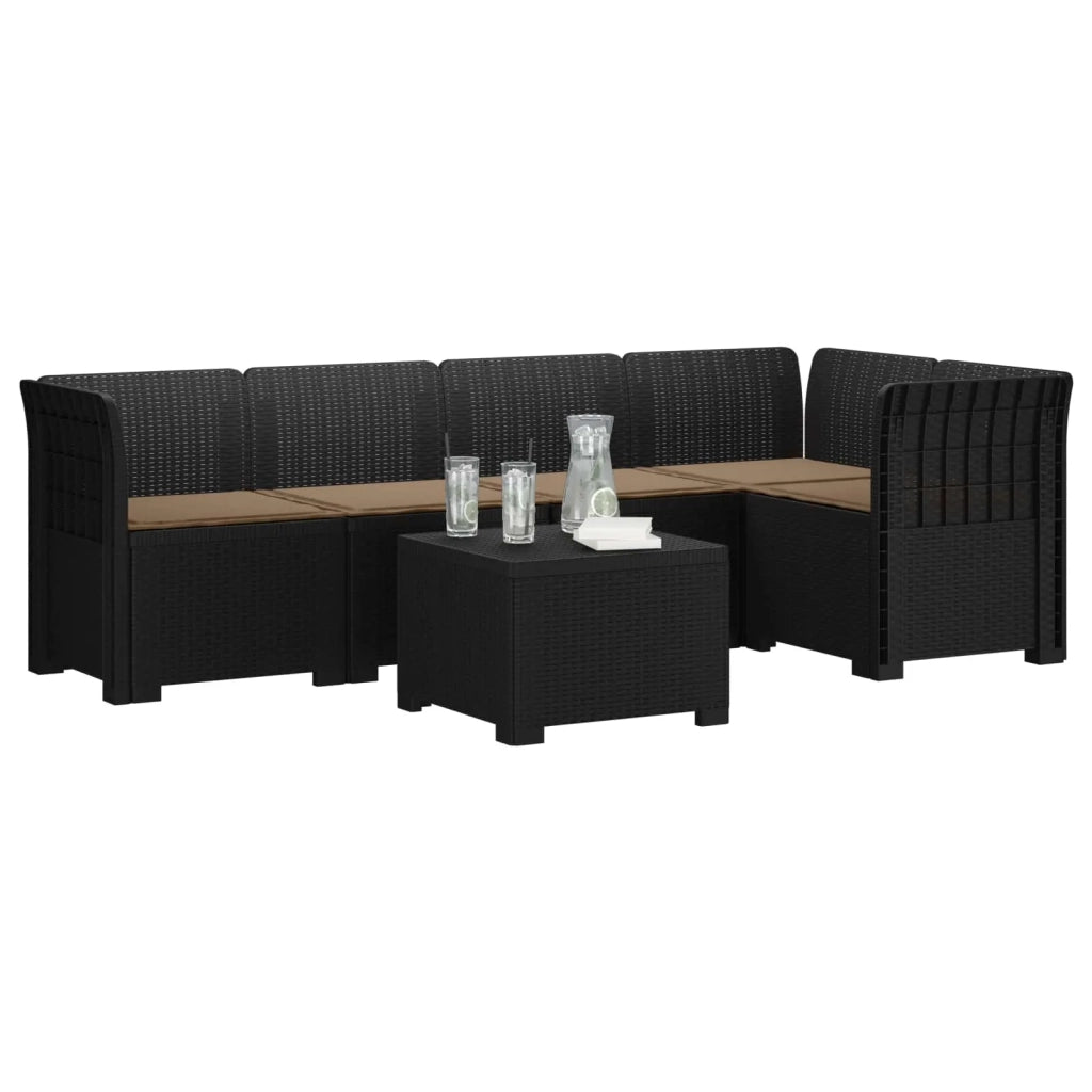 Divano da Giardino 5 Posti con Cuscini Stile Rattan PP 3444072