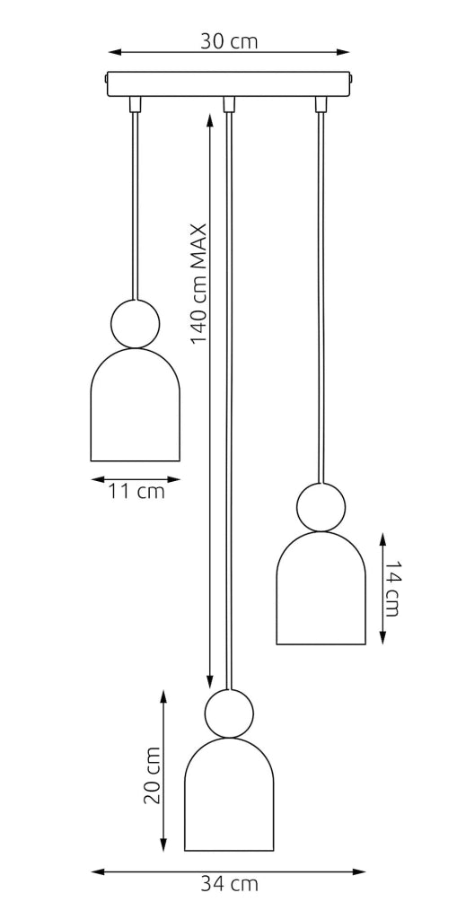 Lampada sospesa japandi MESI nera 3xGU10 legno Emibig