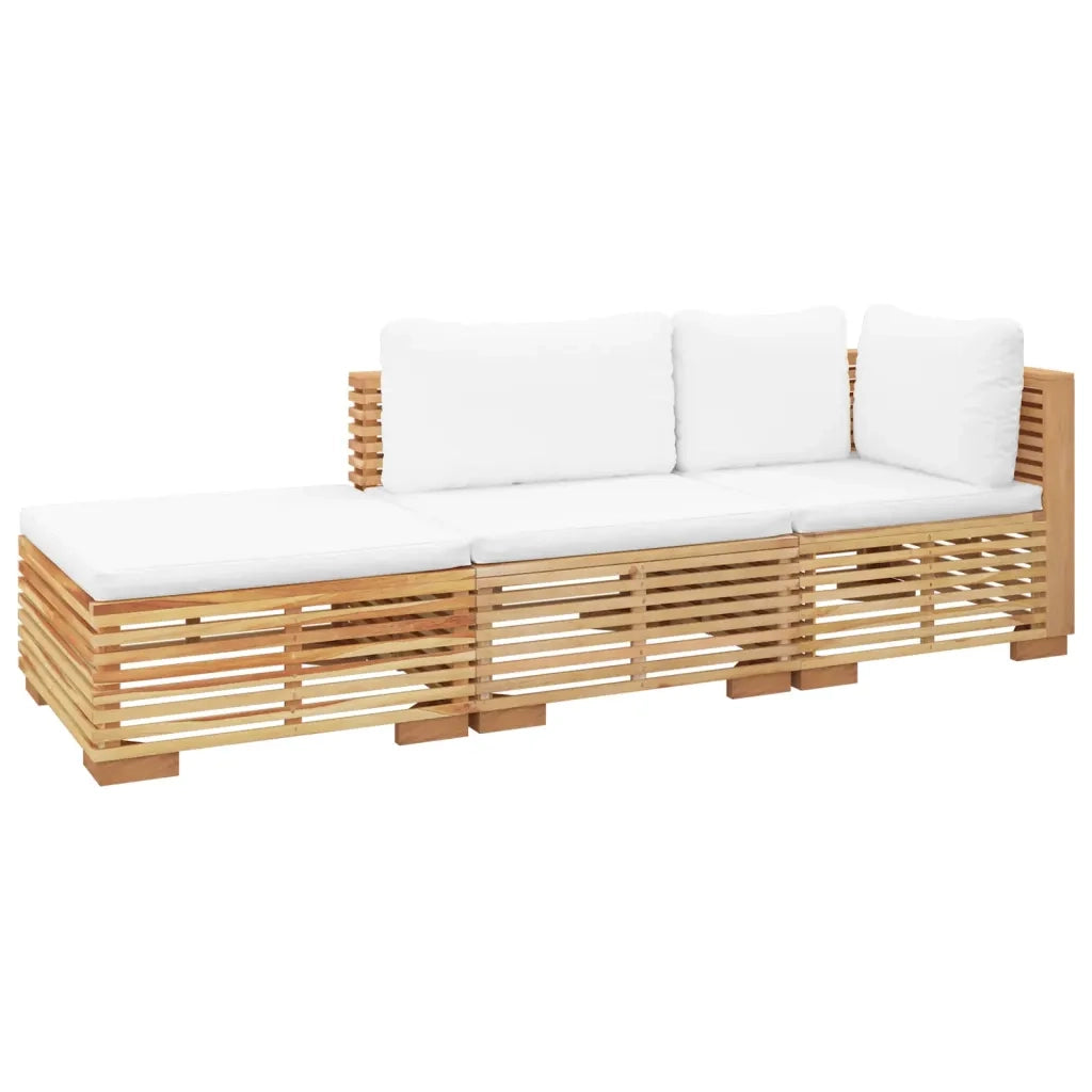 Set Divani da Giardino 3 pz con Cuscini Legno Massello di Teak 3100905