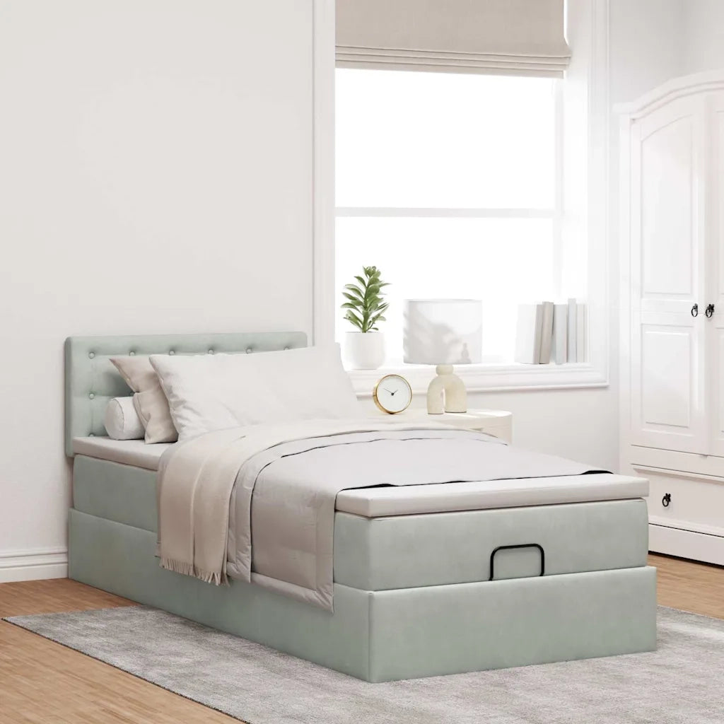 Struttura Letto Pouf con Materasso 100x200 cm Velluto