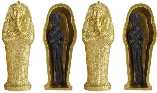 Decorazione da tavolo a due pezzi di miniatura in cera con Sarcofago del Re, Micro paesaggio con Thoth e Toetanchamon, decorazione artigianale per tavolo, decorazione per la casa in miniatura.