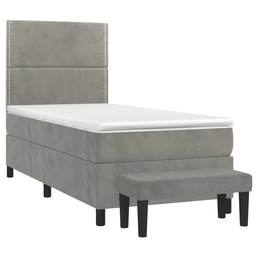 Giroletto a Molle con Materasso Grigio Chiaro 100x200cm Velluto 3137767
