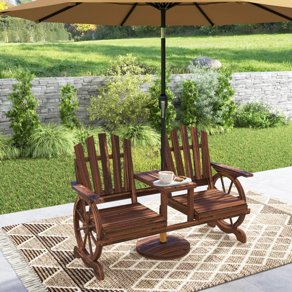 Panchina da Giardino 2 Posti ¨C zephmum ¨C Legno Massello, Colore Antracite, 154x65x102 cm