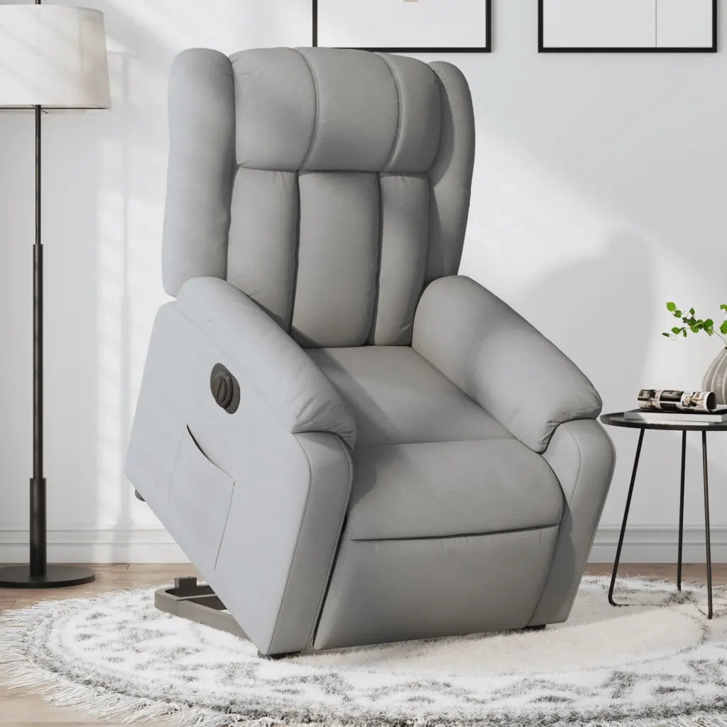 Poltrona Reclinante Alzapersona Elettrica Grigio Chiaro Tessuto 3205340