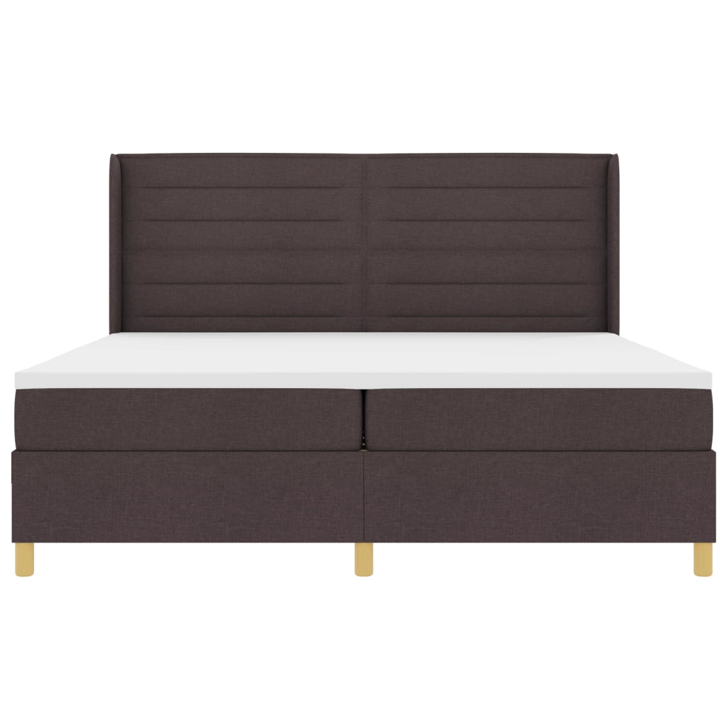 Letto a Rete con Materasso e LED Marrone Scuro 200x200 cm Tessuto
