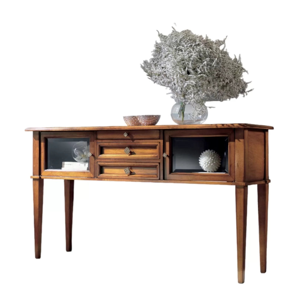 Consolle classica 3 cassetti 2 porte legno bassano 140x40x80 - Mobili 2G