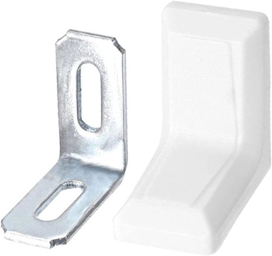 Angoli in metallo e plastica - 8 pezzi - 29x29x18mm - Fori di fissaggio 13x4mm - Adatti per pannelli di cassetti - Angoli di fissaggio