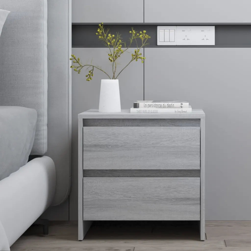 Set di 2 Comodini | Armadio da Notte | Mobiletto da notte Grigio Sonoma 45x34,5x44,5 cm in Truciolato