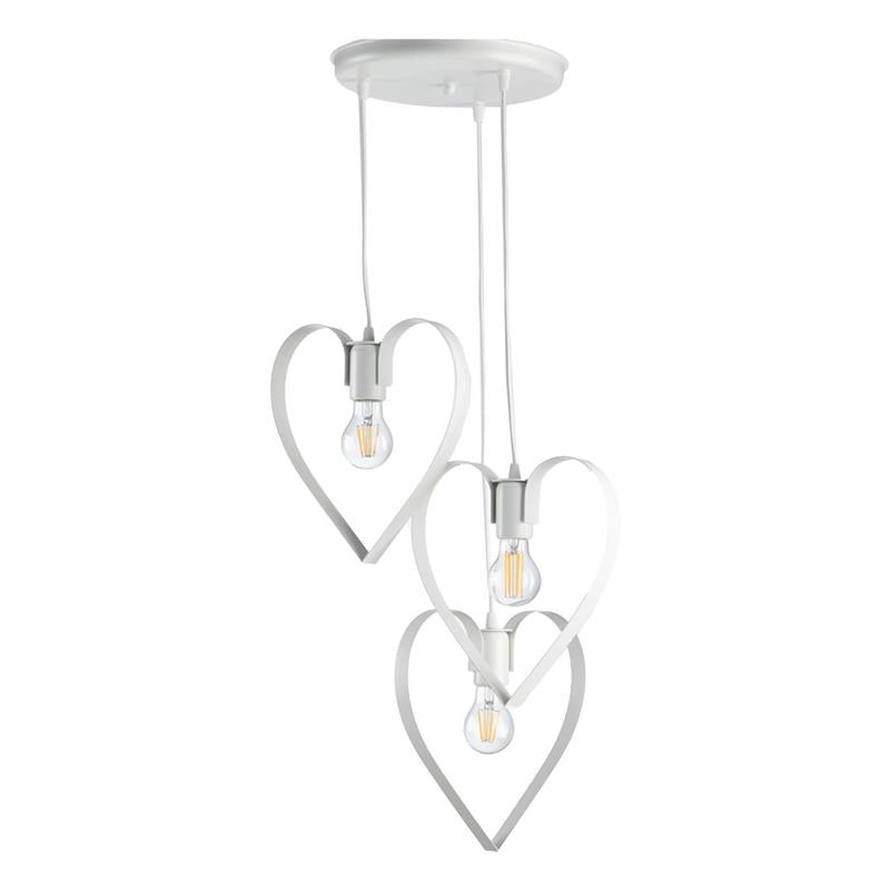 TRENDY LAMPADARIO DESIGN MODERNO IN METALLO COLORE BIANCO E27 3 LUCI 57 WATT H90X35 CM