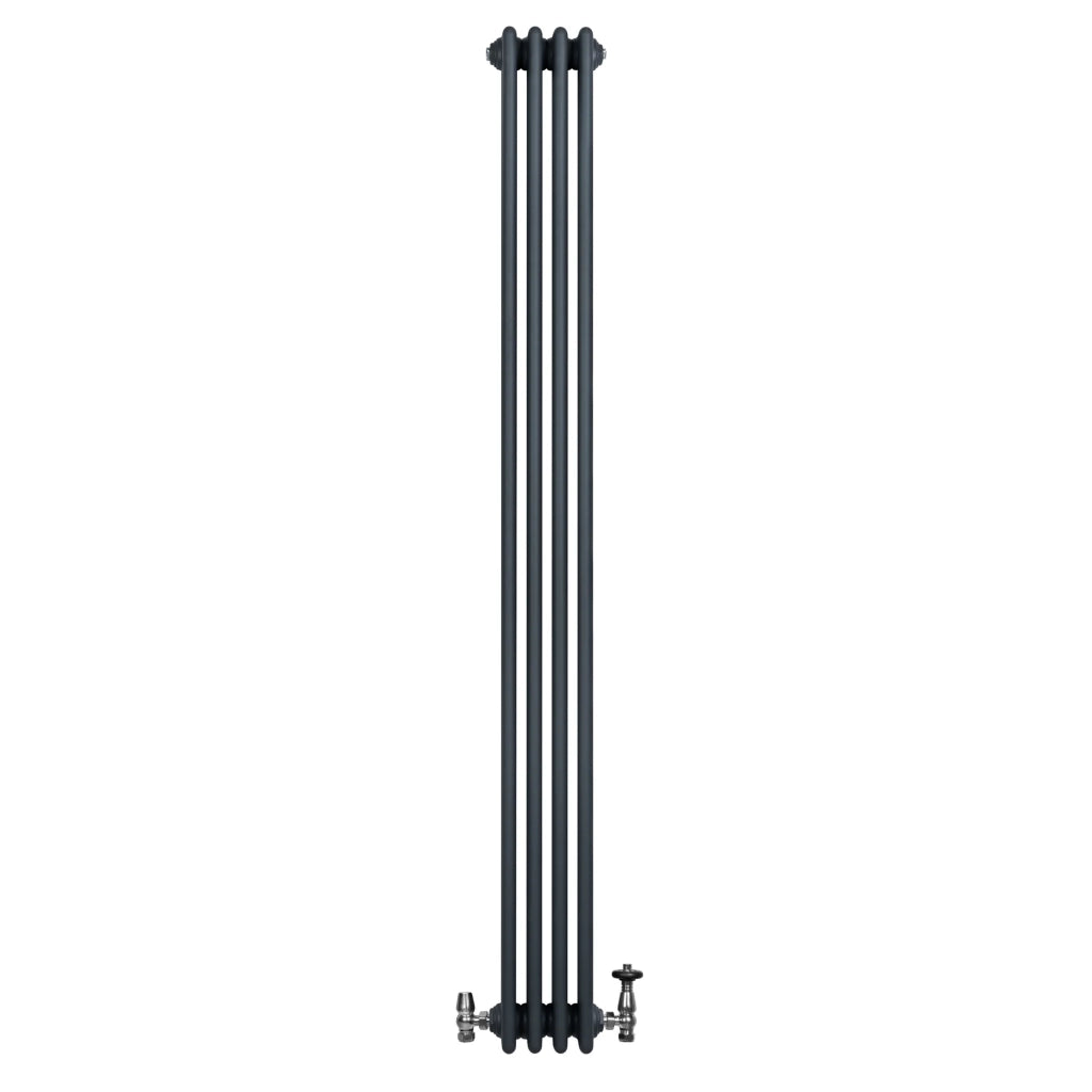 Radiatore Tradizionale 4 Colonne Verticale Riscaldamento Antracite & Valvole 1800x200 mm