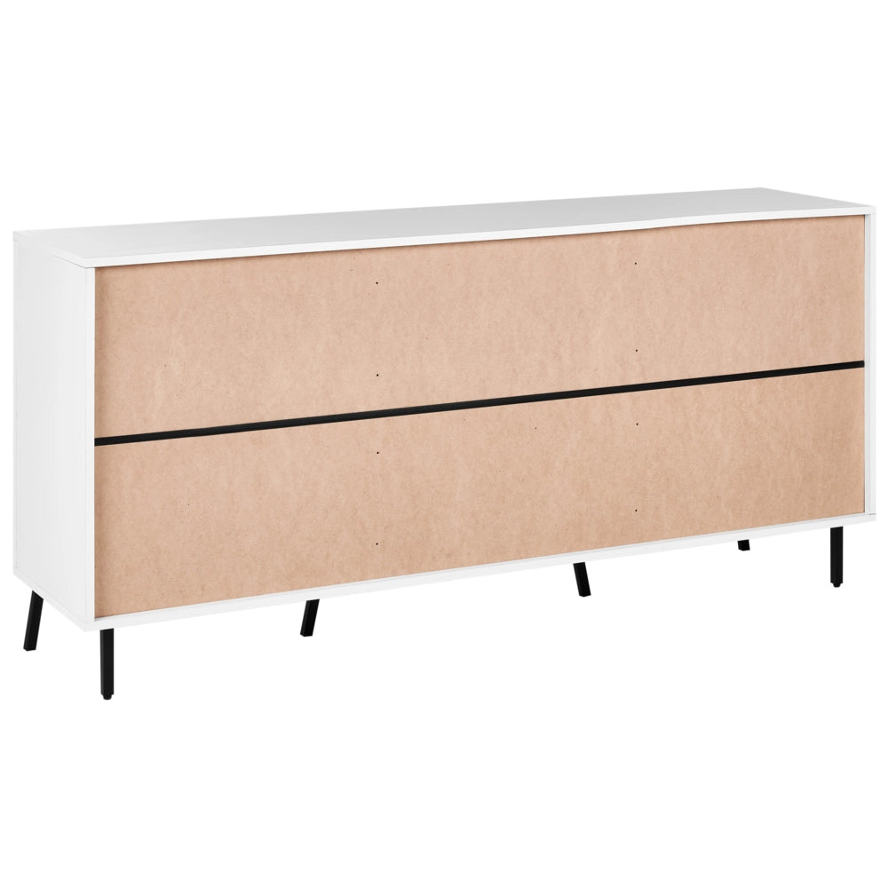 Credenza in legno massiccio bianco 3 cassetti gambe in metallo design moderno