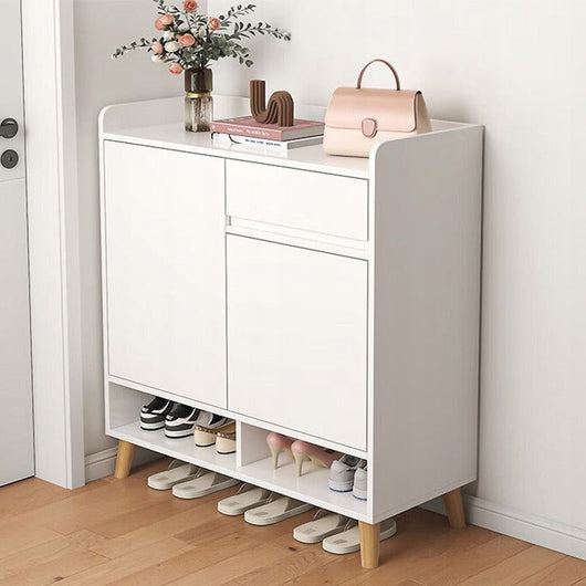 Scarpiera da 90x60x32 cm, finitura bianca, ideale per l'ingresso.