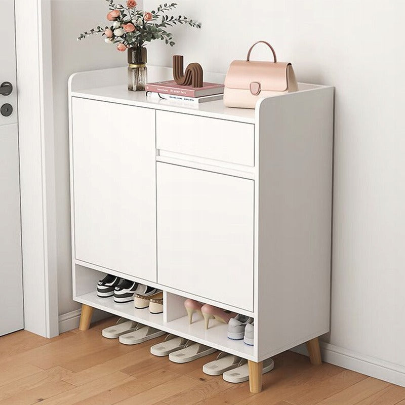 Scarpiera da 90x60x32 cm, finitura bianca, ideale per l'ingresso.