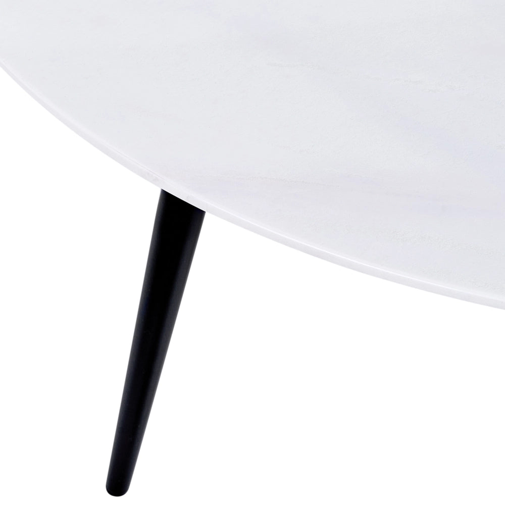 Tavolino da caffè Bianco effetto marmo Base nera Soggiorno Camera da letto Moderno