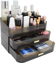 Organizzatore di cosmetici con 2 ripiani, organizzatore per camera da letto e bagno, tavoli per la preparazione, grande capacità, contenitore per la conservazione dei prodotti per la cura della pelle, crema, profumo, nero