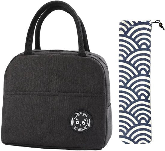 Borsa isolata per pranzo per donne, contenitore di organizzazione di picnic e lavoro impermeabile e senza perdite con apertura ampia per bambini e adulti, nero