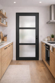 Blocco porta rivestito in grigio antracite Larghezza 73 Spintore sinistro