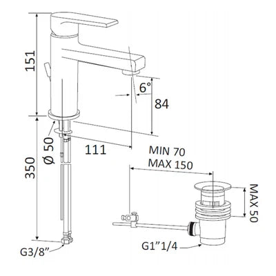 MONOCOMANDO LAVABO MEDIO LINEA ARTIC- Bianco Opaco- MARIA- pezzi 1