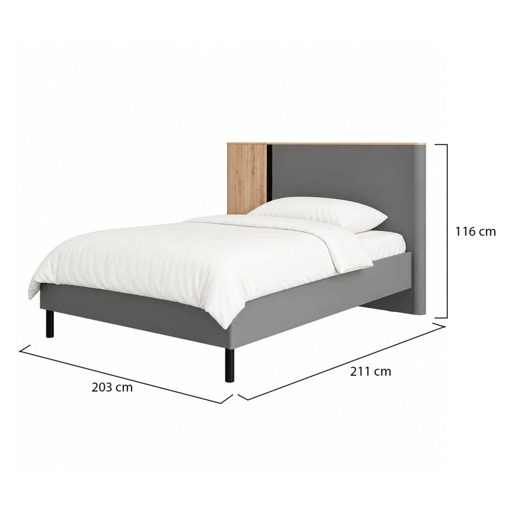 Letto Matrimoniale Banff, Letto Matrimoniale Dimensione Materasso 180x200 cm, Grigio Scuro