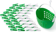 Clip per capelli morbide con contenitore - 40 pezzi classico verde-bianco - asciugacapelli premium con manico