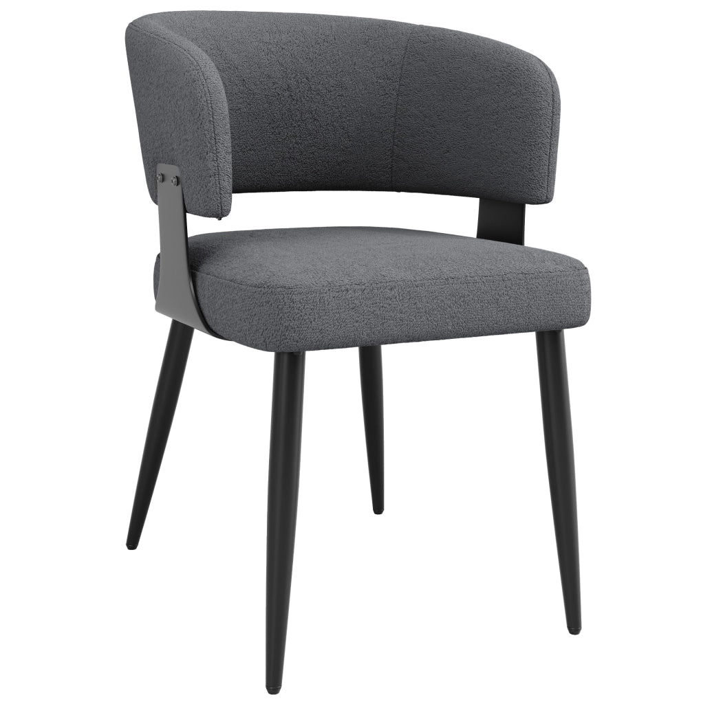 Sedia 59x46.5x81.5 cm ergonomica con schienale curvo in flanella e metallo grigio