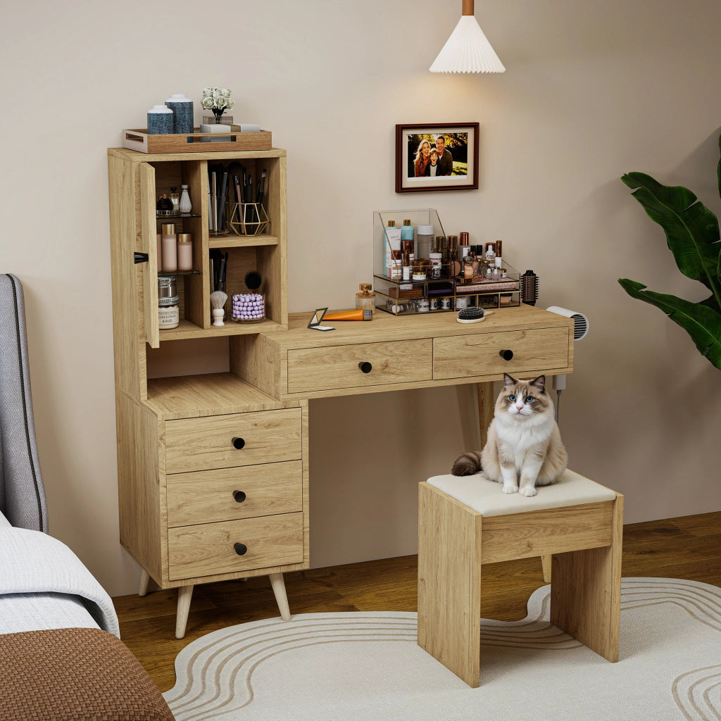 Scrivania con cassetti ¨C Minimal ¨C rovere multistrato 90x50x75cm