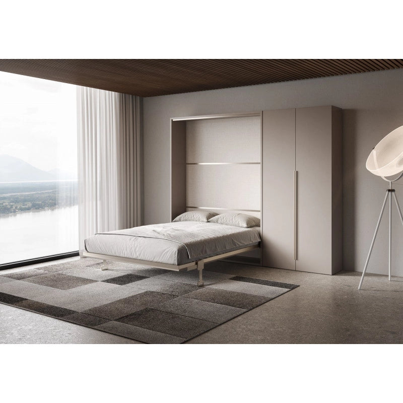 Letto matrimoniale a scomparsa 160 Versia con armadio dx 2 ante - Argilla