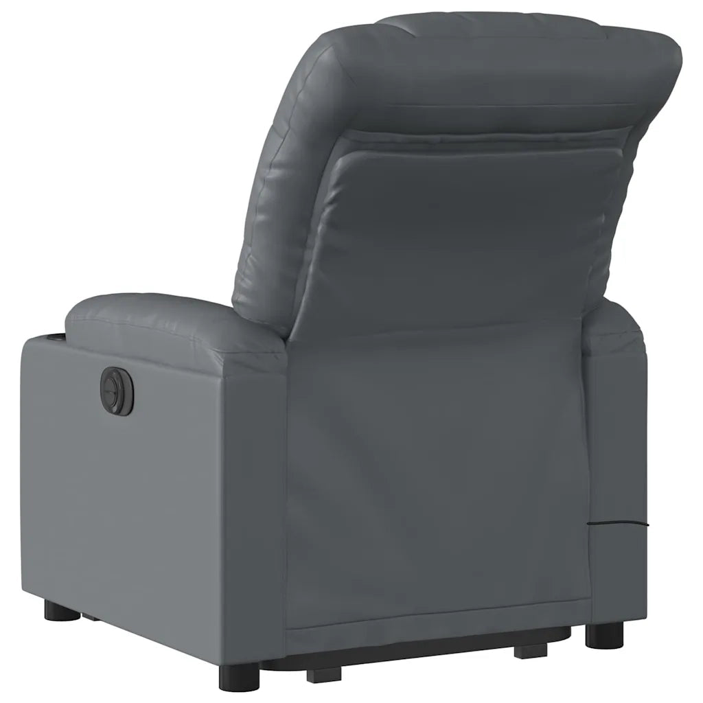 Divano Sedia-Poltrona Alzapersona Reclinabile Massaggio Grigio Similpelle 599185