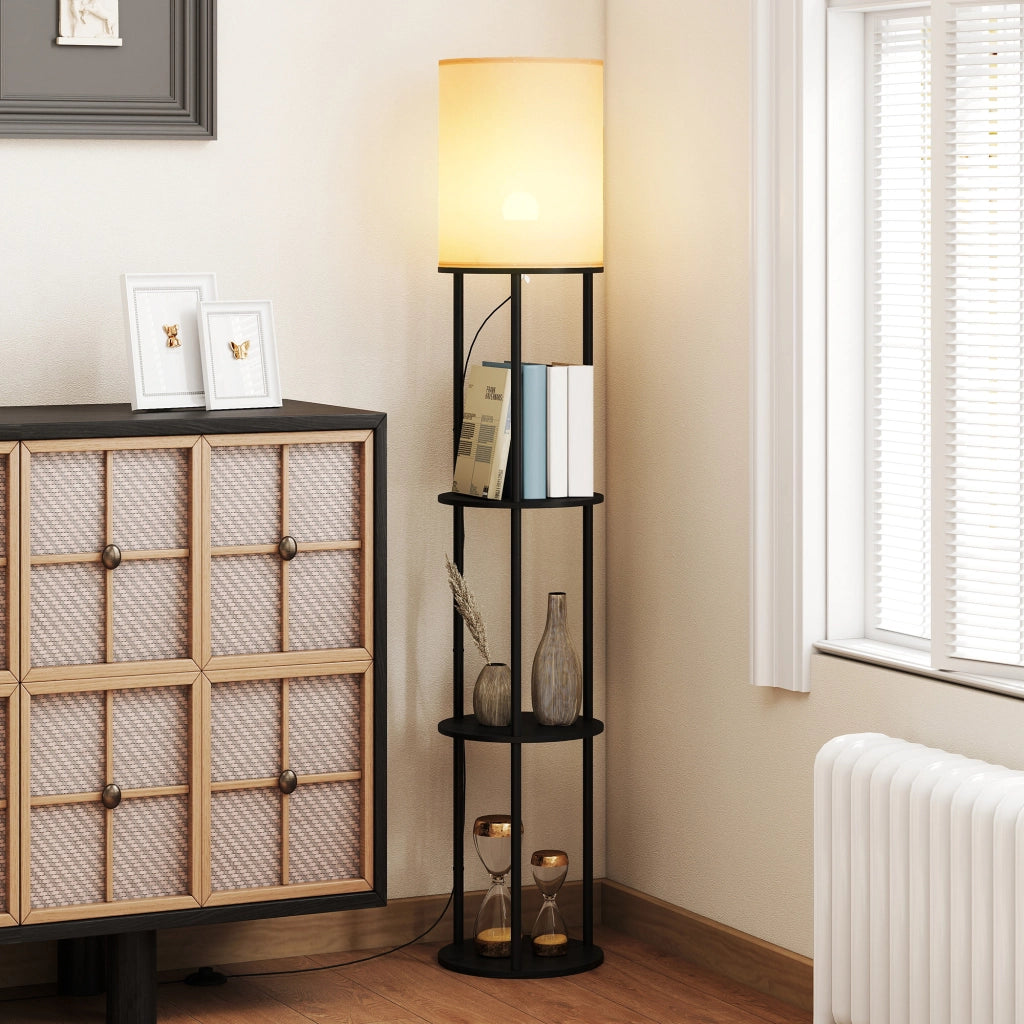 Lampada da Terra con Scaffali ¨C zephmum ¨C Nero 3 Temperature Colore Telecomando