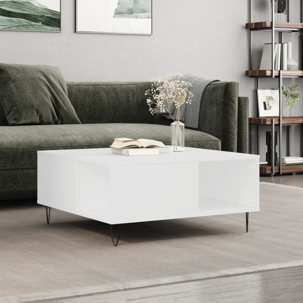 Tavolino da salotto | Tavolino da caff¨¨ | Tavolino da Soggiorno Bianco 80x80x36,5 cm in Legno Multistrato