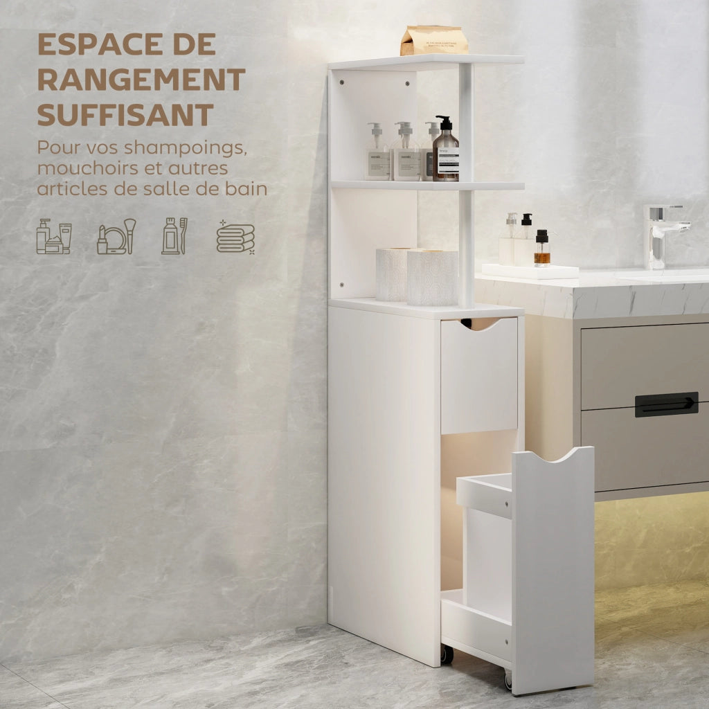 Mobile Bagno con Cassetto e Ripiani ¨C Zephmum ¨C Bianco 20x45x115