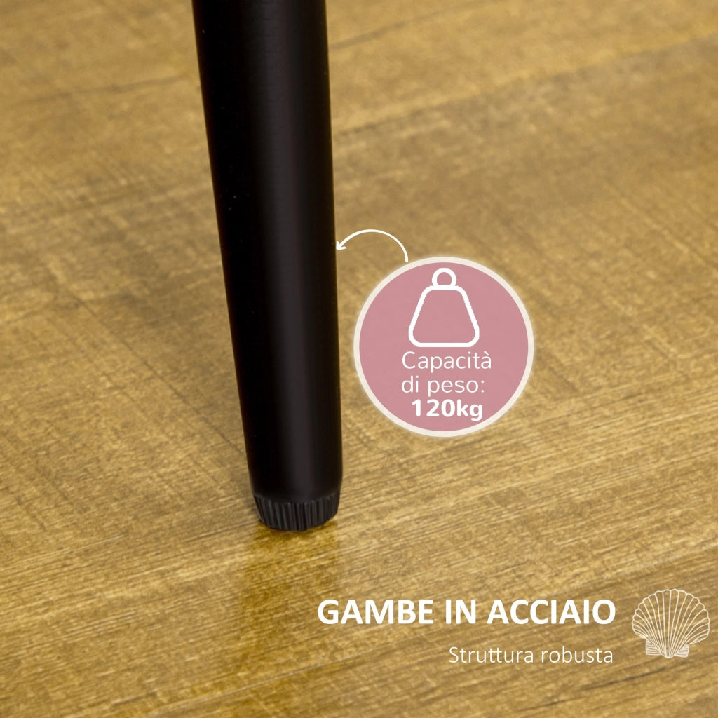 Set 2 Sedie da Pranzo in Velluto Imbottite 52x54x79 cm con Gambe in Metallo Rosso Antico