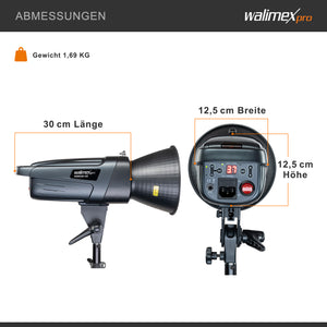 Emerger 200 Set flash fotografico con potenza di 200 Ws, con radio a 2,4 GHz, softbox 60 x 90 cm e treppiede per luci, inclusa borsa per il trasporto