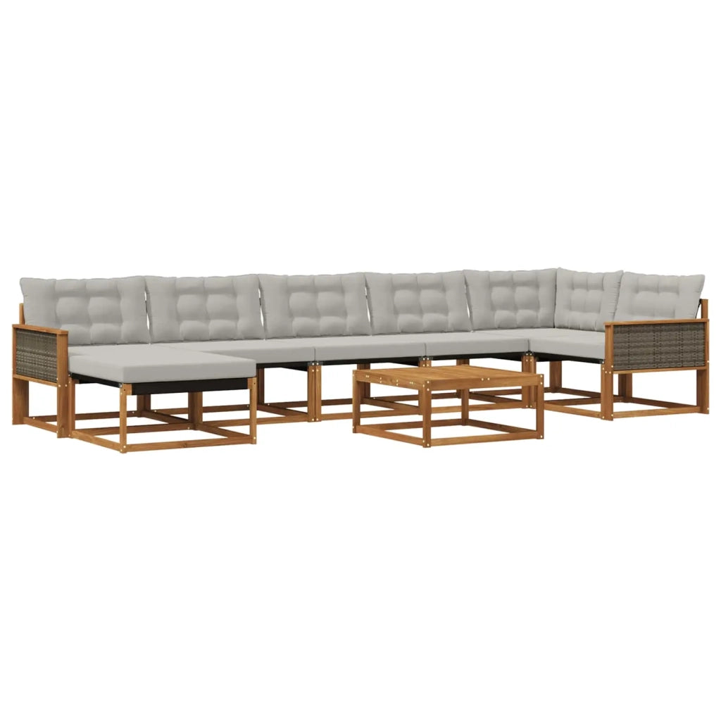 Set di divani da esterno 8 pcs Naturale e Grigio Chiaro 3381579