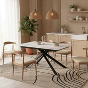 Tavolo da pranzo allungabile effetto cemento bianco Pluto 140-190x90 cm fino a 8 posti Made in Italy | Duzzle