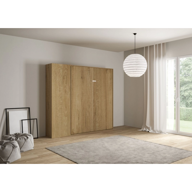 Letto a scomparsa 160 verticale Kentaro con colonna - Quercia Natura